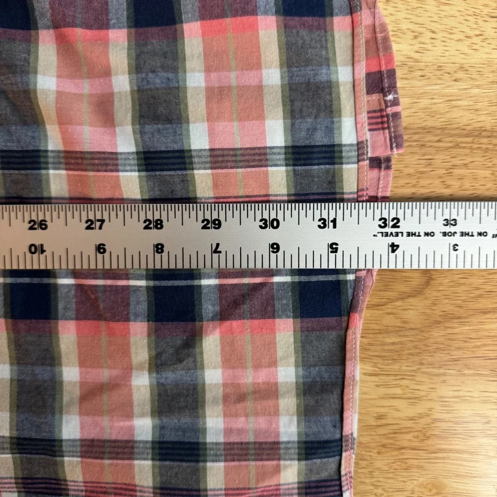 J. Crew‎ Men Large Pink Blue Summer Plaid Button Down Long Sleeve Shirt Cotton